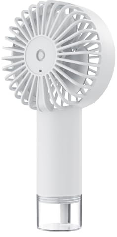 Carino Mini Ventilatore Portatile Turbo Fan con spray per l'acqua Ventilatore a Mano Ventilatore Portatile USB Ricaricabile 3 Velocità Regolabili Ventilatore per Viaggio/Ufficio/Esterno (Bianco)