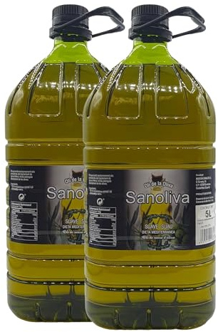 Aceite de Orujo - Aceite de Oliva Suave - SANOLIVA - 5 Litros - Origen ESPAÑA - Aceite de Oliva Sansa/Orujo - Pack 2 Garrafas x 5 litros