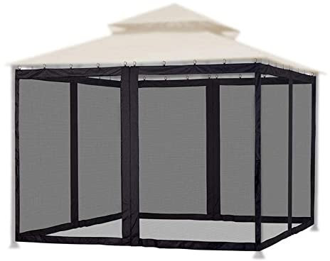Outdoor Gazebo Mosquito Net with Zipper DIY Curtain Style Replacement Screen Walls for Canopy Universal Mesh Netting for 10x10ft Gazebo (Black)