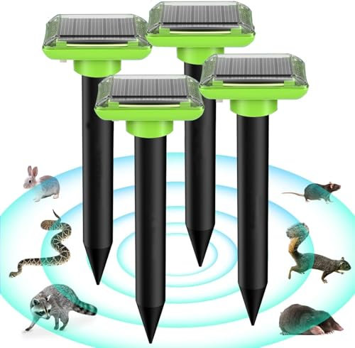Dissuasori per Topi, Repellente ultrasuoni per Talpe, Carica ad Energia Solare per un Funzionamento Efficiente, Dissuasore per Topi Adatto per Uso in Giardino e Campo, 4 Pezzi