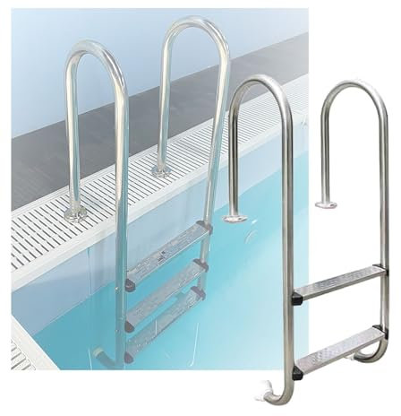 Schwimmbadleiter aus Edelstahl, 2 Stufen, langlebig, für Innen- und Außenbereich, einfache Installation (Bohren 1,0 mm Dicke)