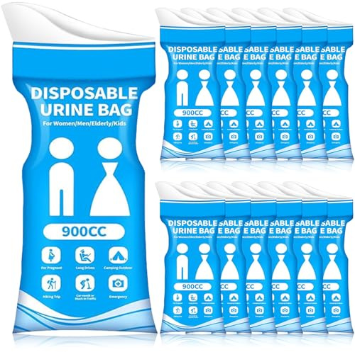 Teouuas 12 Stück Urinbeutel für Unterwegs, 900 ml Einweg-Urinbeutel mit Gel, Tragbare Natursekt Beutel, Pinkelbeutel, Notfalltoilette für Camping Toiletten, Reisen, Stau, Erbrochene Beutel (Unisex)