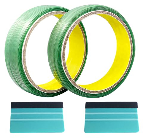 4PCS Auto Folien Werkzeug Set, 2× Kni‘feless Tape 5M，2×Abzieher，Auto Folien Schneidelineal, geeignet zum Schneiden von Car Wrapping Folie, Auto Folierung.