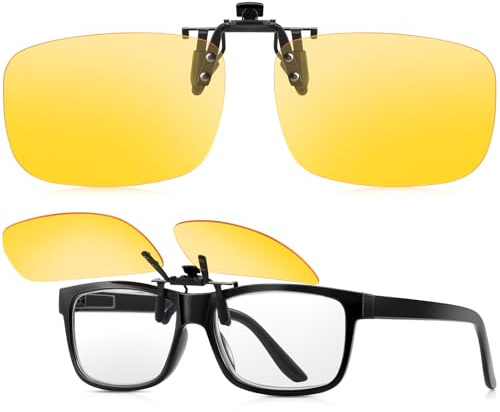 gesruny ㅤ Clip-on Nachtfahrbrille-Nachtbrille zum Autofahren für Herren und Brillenträger-Polarisiert-Reduziert effektiv die Blendung von entgegenkommenden Scheinwerfern-HD Sichtglas,DA