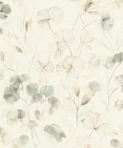 Rasch Tapete Blätter & Zweige Farm Living - Florale Vliestapete Pflanzen in Beige Braun Grün für ein natürliches Wohnambiente - Robust und Abwaschbar - 10,05 m x 0,53 m
