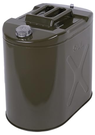Großer Benzinkanister, Vielseitiger Flüssigkeitsbehälter for Autos, LKWs, Motorräder, Langlebiger Benzinkanister aus Metall for Kfz-Ausrüstung, Ausguss und Griff Inklusive(50L)