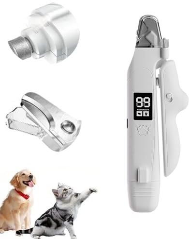 Micmetago Premium Lichtschere Pro Krallenschere mit LED-Licht und elektrischem Nagelschleifer, hochwertige leise Krallenpflege für Hunde und Katzen, Elegantes Design
