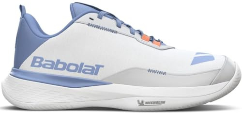 Babolat Women's SFX EVO All Court Tennis Shoes, White/Forever Blue (Women's US Size 8)