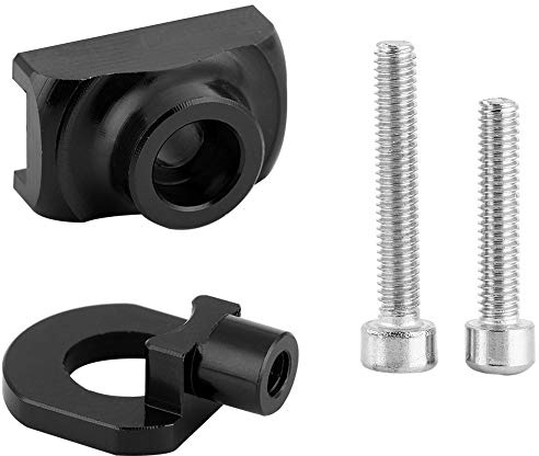 Tensor de cadena de bicicleta, sujetador ajustador de aleación de aluminio para bicicleta plegable, Fixie de una sola velocidad, negro, rojo y plateado (Negra)