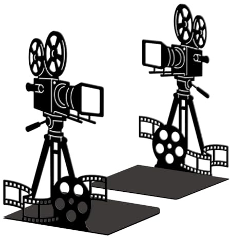 Peacoblue Buchstützen Metall,Filmprojektor Buchstütze Dekorativ für Bücher | 1 Paar 5.3x4.3x7.9 schwere Gusseisen Buchhalter, Stabile Buchstopper für Bücherregal, Schreibtisch, Büro und Wohnraum