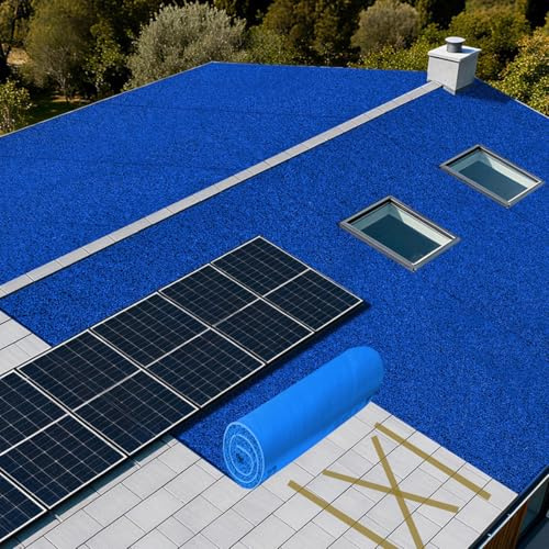 Rain Noise Reducer, Soundproofing Mat with Thickened Coils, Non-slip Pvc, Heat Insulation & Flame Retardant, Silencer Pads for Awning, Sunroom, Patio(Blue,3 * 3.3 ft)