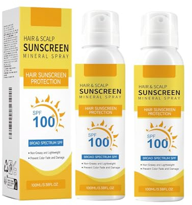 Kopfhaut Sonnenschutzmittel Spray SPF 100: UV-Schutz für Kopfhaut & Haar, Vor Farbverlust & Trockenheit, Leichtes Spray für Alle Hauttypen（100ML） (2PC)