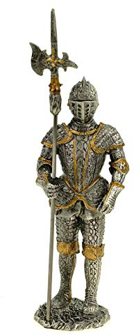 Veronese Zinn Tempelritter stehend mit Fahne 14 cm Figur Templer Deko Knight Ritter