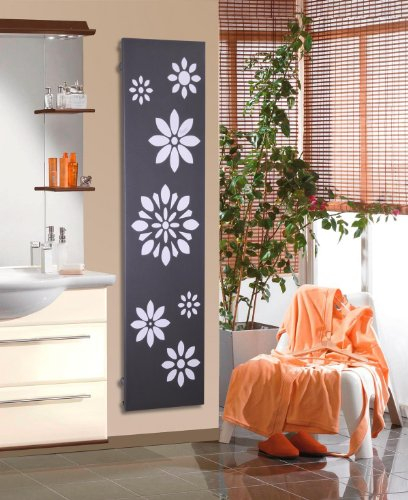 Badheizkörper Design Flower 2, HxB: 120 x 47 cm, 799 Watt, weiß/silber (metallic) MADE IN GERMANY Szagato Handtuchheizung Handtuchwärmer Design Heizkörper Mittelanschluss Bad vertikal moderner