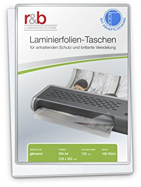 Laminierfolien A4 (228 x 303 mm) 2 x 125 mic glänzend mit 4fach-Lochung, 100 Stück