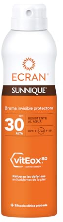 Ecran Sunnique - Bruma Protectora Solar FPS 30, Protección Alta UVB + UVA e IR-A, Refuerza las Defensas Antioxidantes De La Piel, Fórmula con VitEox 80, para Toda la Familia - 250 ml