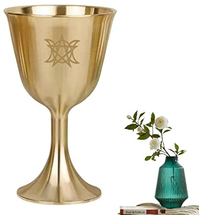 Vigcebit Ritualbecher, Pentagramm Mond Anbetung Tasse, Heiligen Kelch, 80x50x37 mm, Gold, Wiederverwendbar, Religiöser Gegenstand, Tasse, Zuhause, Zeremoniell