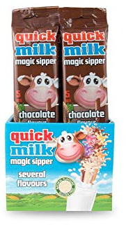 Quick Milk Cannucce Aromatizzate al Cacao per Latte, Espositore n. 20 pacchetti da 30 gr l'uno, 5 unità per paccchetto (100 unità in totale)