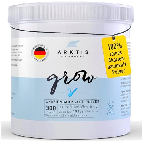 Arktis Grow Akazienfasern 300g Pulver in Apothekenqualität - Vegan | löslicher Ballaststoff & lösliche Ballaststoffe, in Deutschland laborgeprüft