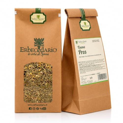 Erbecedario tisana pros con ortica e epilobio 100g | Infuso per la funzionalità e il benessere della prostata, facilita la diuresi, azione drenante - Made in Italy