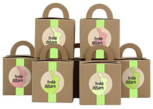 Papierdrachen 12 DIY Osterhasen Kisten mit Washi Tape - Geschenkboxen in braun zu Ostern - stilvolle Geschenkverpackung - Design 4 - Osterdeko 2020