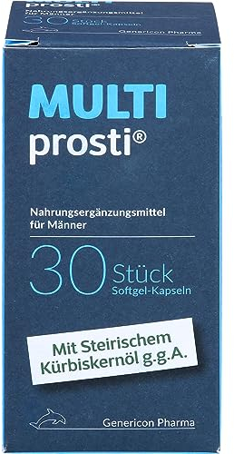MULTIprosti – Nahrungsergänzung für Männer mit Sägepalmen-, Granatapfel-, Ginseng-Extrakt, Steirischem Kürbiskernöl g.g.A., L-Arginin, Zink, Selen & Vitamin B6, unterstützt Prostata & Vitalität, 30 St