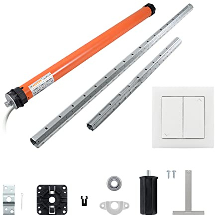 3T-MOTORS Rollladenmotor Komplettset mit Wippschalter, SW40 Welle 1,60 m, 3T35-13B (Zugkraft 13 Nm/40 kg) mit elektronischen Endschaltern, einfache Montage mit Zubehör, Rollladenantrieb