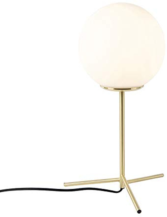 Qazqa Art Deco Tischleuchte mit Glas, Tischlampe - Pallon - Weiß, max. 40W, Geeignet für LED, 45.5cm, Ideal als Küche lampe, Schlafzimmerlampe und Wohnzimmerlampe