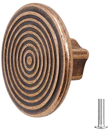 Decoranddecor 40mm Rounded Circle Knob Polished Nickel Black Matt Rose Gold Antique Copper Cream Door Pull Handle Kitchen Cupboard Cabinet Drawer (40mm - One Screw Hole, Antique Copper)