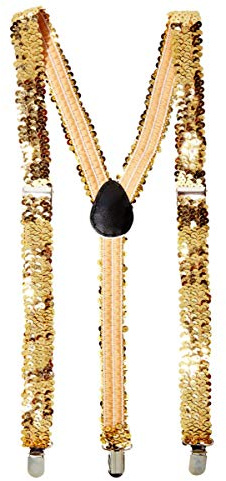 Horror-Shop Goldene Pailletten Hosenträger als Kostümzubehör