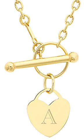 CARISSIMA Women's 9ct Yellow Gold 12mm x 13mm Heart Charm T-Bar Necklace 41cm/16'