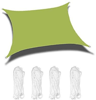 Sonnensegel Wasserdicht Rechteckig 2 x 3 Meter, Treer Quadrat Polyester Sonnensegel 98% UV Schutz Sonnenschutz mit Befestigungsseile für Draußen, Patio, Garten Terrasse Camping (1.8X2,Gras-Grün)