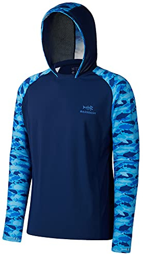 Bassdash Camiseta de Pesca de Rendimiento UPF 50 para Hombre con Capucha de refrigeración de Camuflaje de Manga Larga