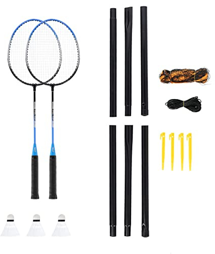 NILS Federballset Badminton Federball 2 Schläger Federballnetz 3 Federbälle Tragetasche