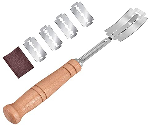 SEABABOO BäCkermesser Baguettemesser FranzöSisches Brotmesser Messer Zum Schneiden Von Brot BäCkermesser Scoring Einschneiden Baguette Brot BröTch BäCker Cutter Edelstahl 5 Klingen + 1 Messerset