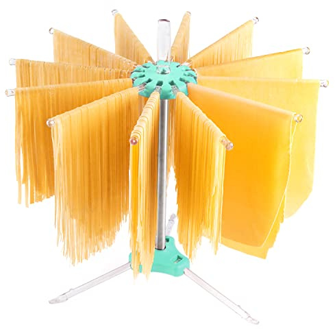 PASTALINDA Pasta Drying Rack, Pasta Dryer, 12 Polycarbonate 20 cm Long arms, Stainless Steel. 40 cm. Height. - Pastel Green