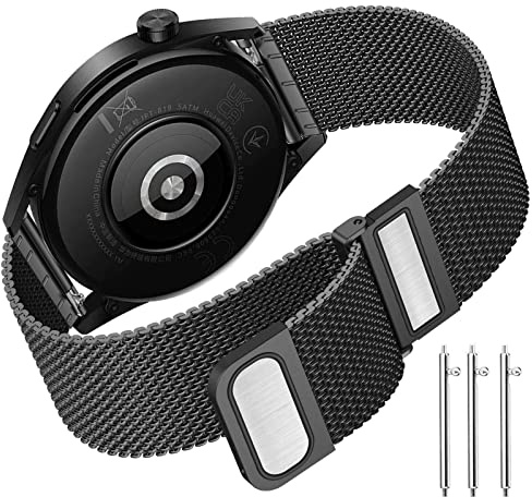 TOPsic Armband Kompatibel mit Huawei Watch GT 3 46mm, 22mm Mesh Edelstahl Ersatzband Doppelmagnet Armband für Huawei Watch GT2 Pro/Watch GT2 46mm/Watch GT2e/Galaxy Watch 3 45mm/Galaxy Watch 46mm