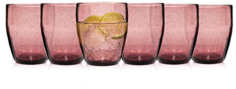 Sänger | Trinkgläser Set London, 6-teiliges Gläser Set in Lila für 6 Personen aus Glas, Wassergläser, Tropfen Textur | 320 ml