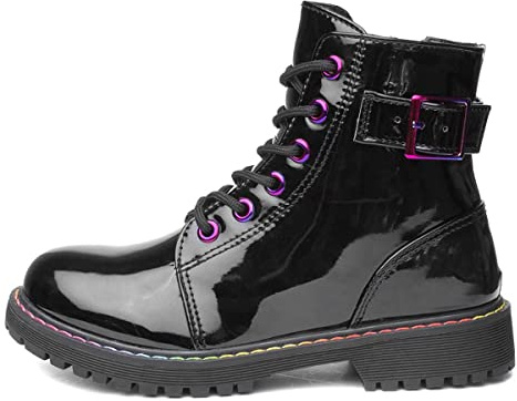 Lilley Riley Kids Black Patent Iridescent Boot - Size 1 UK - Black