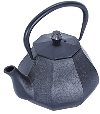 Bouilloire sifflante Théière en fonte noire pure, théière octogonale sans revêtement, théière en fonte moulée sous pression for faire du thé avec de l'eau bouillante, bouteille en fer for collection a