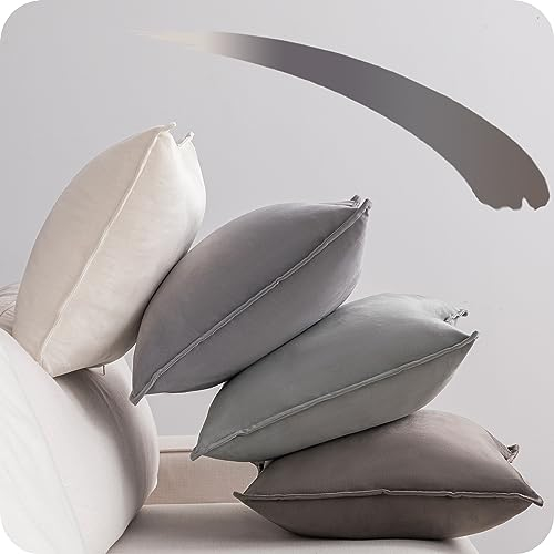 NOSTHEART Kissenbezug 40x40 grau 4er Set Samt Kissenbezüge Kissenhülle grau Farbverlauf Dekorative sofakissen dekokissen Bezug mit Verstecktem Reißverschluss für Sofa Wohnzimmer Balkon