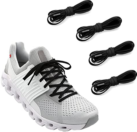 NDTEZUGT 2 par 1/4 tum platta tunna skosnören, atletiska skosnören skosträngar ersättningssnören för On Cloud sneakers, 2 par svart, 54Inch
