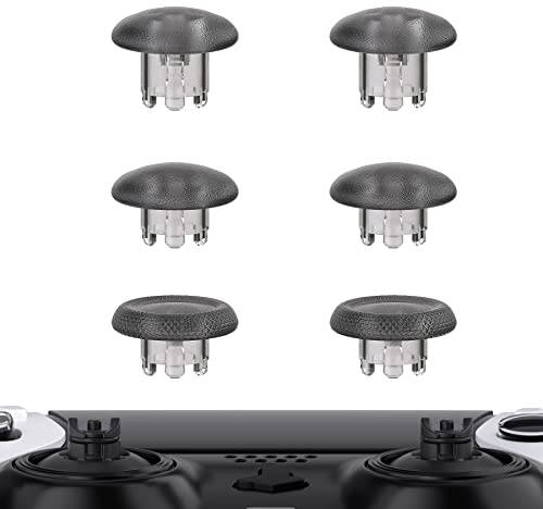 eXtremeRate 6 in 1 Austauschbar Thumbsticks für ps5 Edge Controller, Ergonomische Analogsticks Joysticks Kappen Aufsätze für ps5 Edge–Transparent Schwarz (Controller&Joystick-Basis Nicht enthalten)