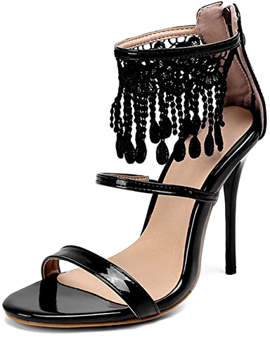 12.5CM/ 4.92IN Sexy Lackleder Stiletto Fetisch Schuhe High Heel Nachtclub Pole Dance Hochzeit Prom Sandalen,Schwarz,40 EU