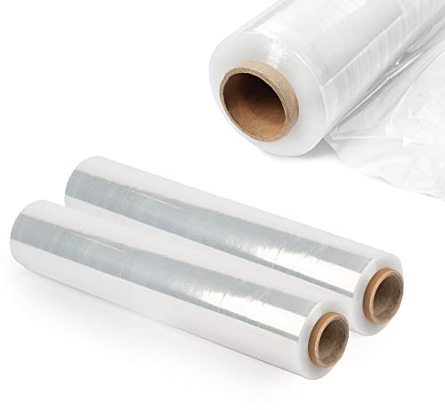 KADAX Transparent stretchfilm, 300 x 50 cm, plastfolie, 3 kg flyttfilm, pallfolie för möbler, lager, transport, resistent omlottfilm, förpackningsfolie (transparent set om 2)