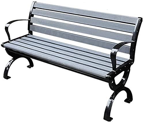 Terrassenbank, Parkbank, Outdoor-Gesprächs-Couch, Outdoor-Metall-Parkbank, Gusseisen-Rahmen und korrosionsbeständiges Holz, Retro-Veranda-Bank mit Rückenlehne