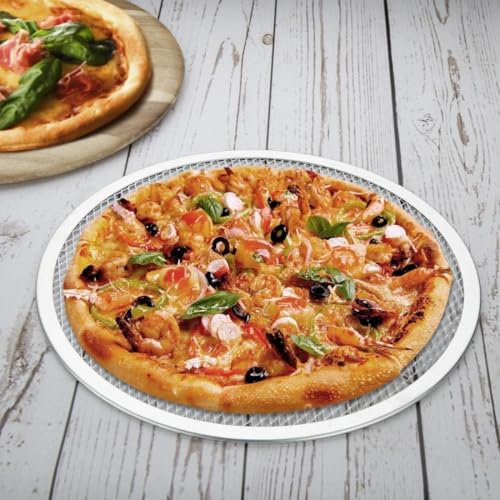 Commercial Aluminium Pizza Screen 7,8,10,12,14 16,18 Pizza Flat Screen Cooling Serving Tray for Restaurant,Pizza Shop and Home Baking (18)