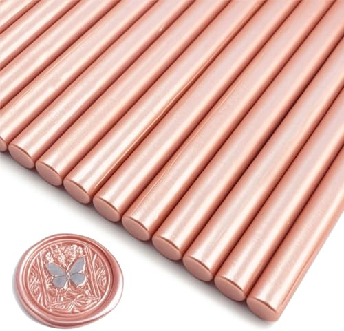 Zifospy 26-teilige 7mm Mini Siegelwachs Sticks für Klebepistolen – Elegante Versiegelung für Hochzeitseinladungen, Grußkarten, Weinflaschen & DIY-Bastelprojekte(Roségold）