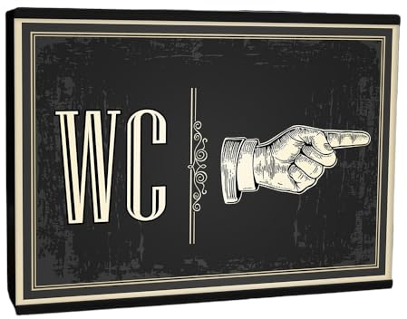 Light Box Room Sign XL A4 WC | Toilet This Way Display | Illuminated Black And White Hand Point Direction Design | Public House Bar Cafe Workplace Workspace LED Loo Light Sign