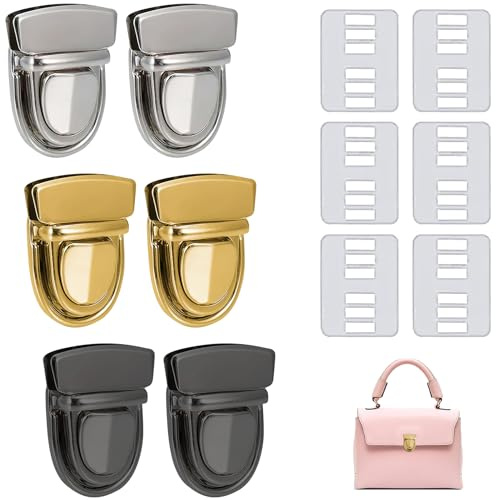 6 PCS Cierres para Bolsos y Carteras - Tuck Lock, monedero push lock, cierre de billetera, Versátil y Duradero - Cierres en Oro, Plata y Bronce Negro - cierre de metal, Fácil de Instalar (6)
